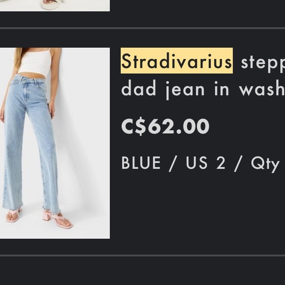 Stradivarius Stepped Waist Dad Jean Denim - Picture 4 of 4